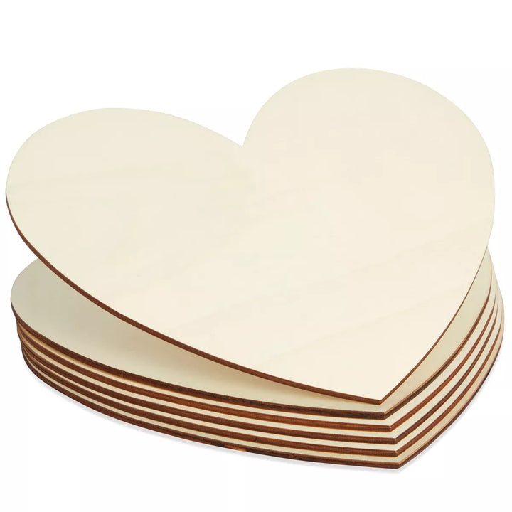 Juvale 6 Pack Unfinished Wooden Hearts for Crafts, DIY Decor, 12 X 10 In