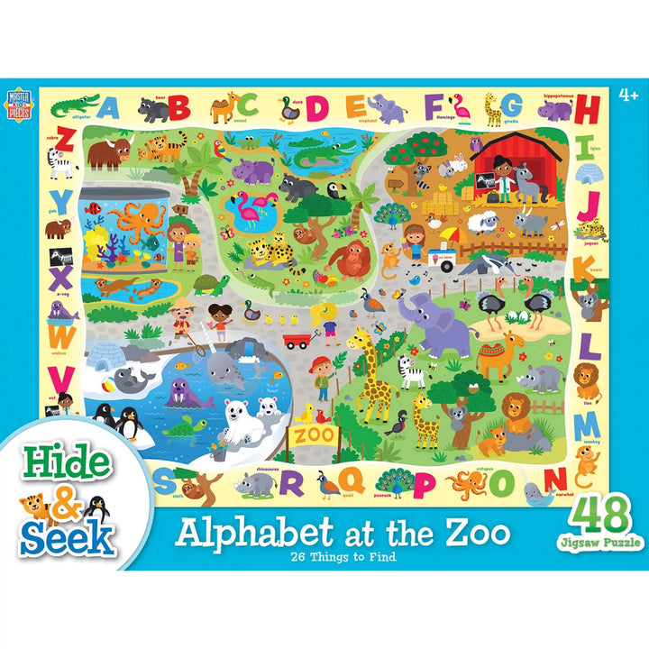 Masterpieces 48 Piece Kids Jigsaw Puzzle - Alphabet at the Zoo - 14"X19".