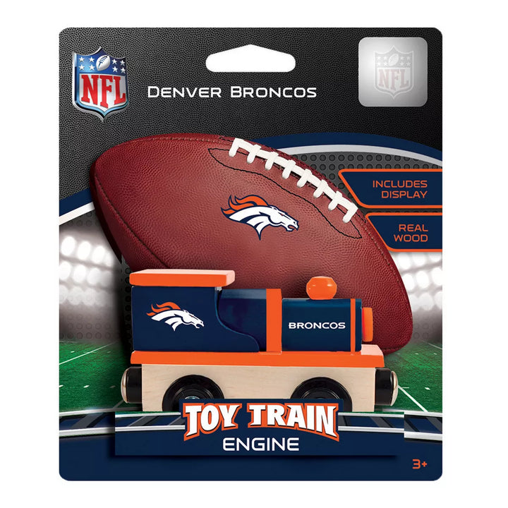 Masterpieces Officially Licensed NFL Denver Broncos Wooden Toy Train Engine for Kids.