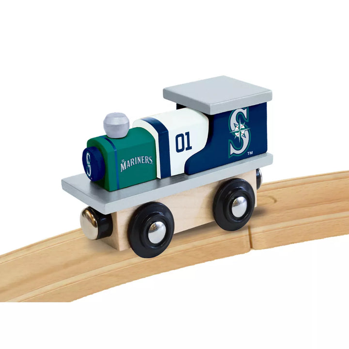 Masterpieces Officially Licensed MLB Seattle Mariners Wooden Toy Train Engine for Kids.