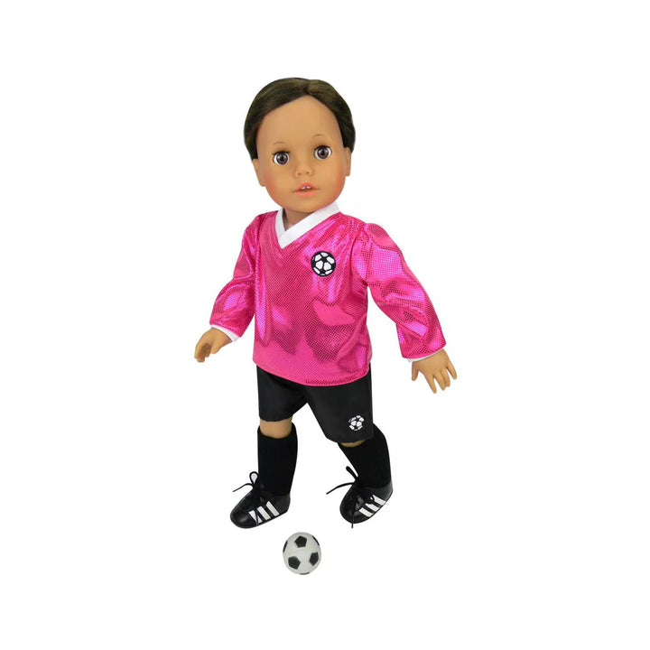 Sophia’S 6 Piece Soccer Uniform Outfit Set for 18'' Dolls, Fuchsia