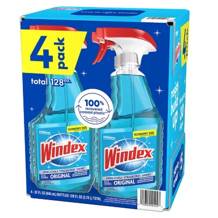Windex Original Glass Cleaner 4X32 Oz Bottles, 128 Oz Total