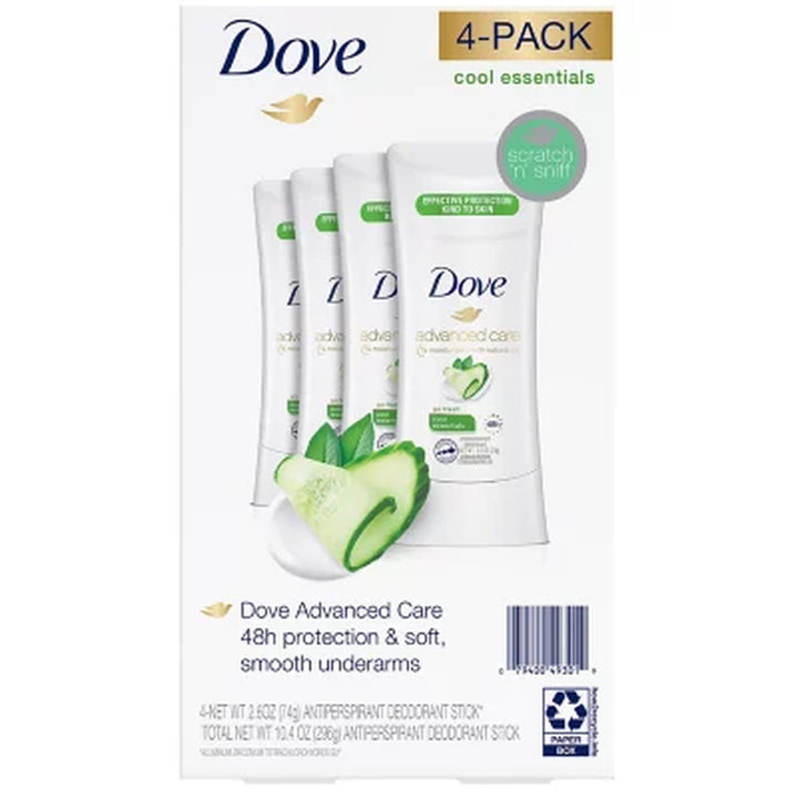 Dove Antiperspirant Deodorant Cool Essentials, 2.6 Oz., 4 Pk.