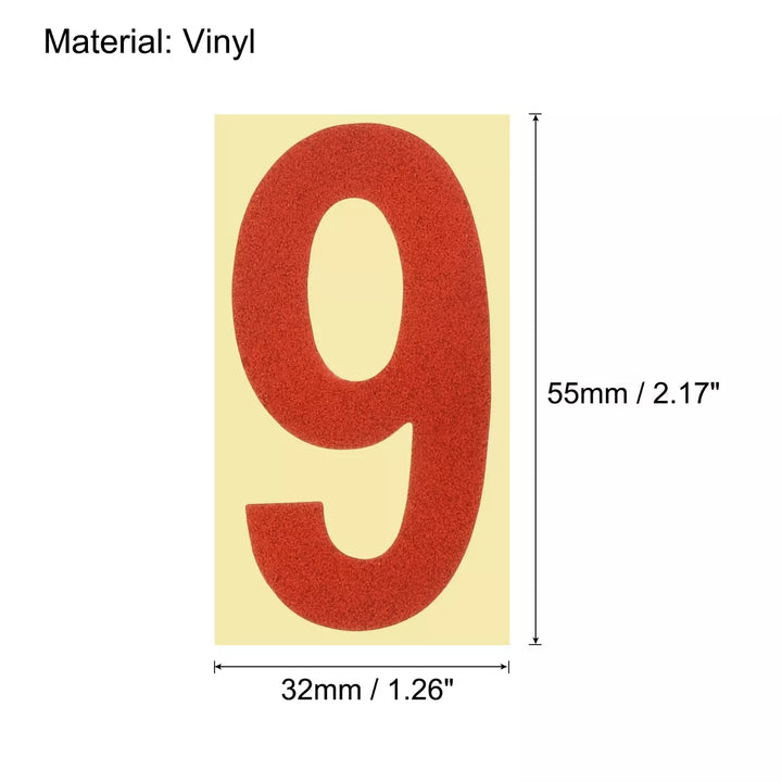 Unique Bargains 0 - 9 Vinyl Waterproof Self-Adhesive Reflective Mailbox Numbers Sticker 2.17 Inch Red 3 Set