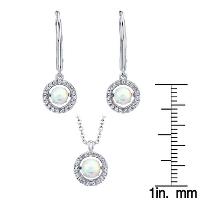 Dancing Lab Created Opal Pendant and Earring Set in Sterling Silver