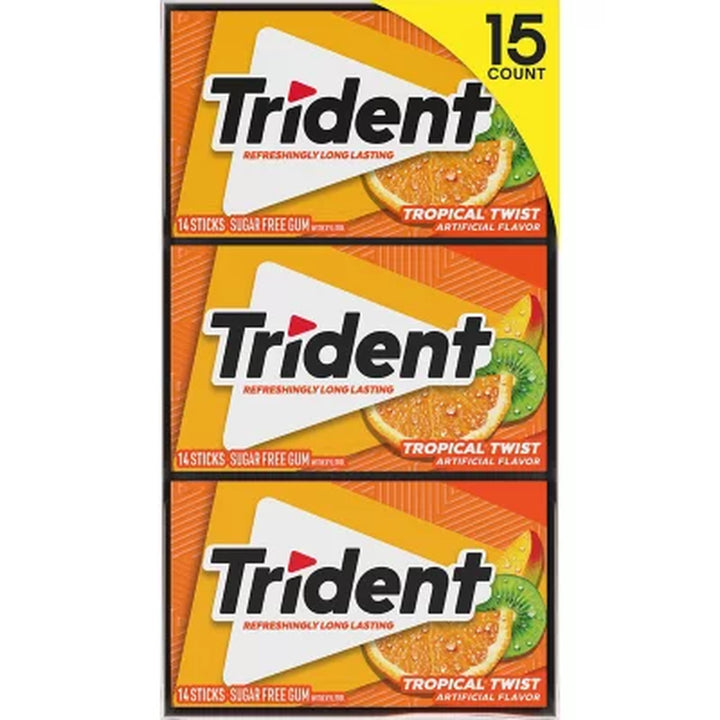 Trident Tropical Twist Sugar Free Gum, 14 Pcs., 15 Pk.