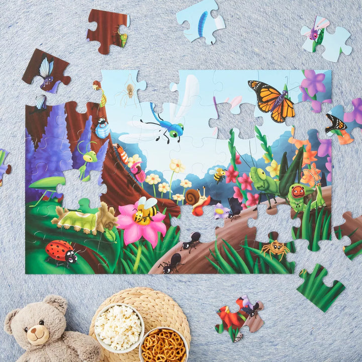 Blue Panda 48 Piece Giant Floor Puzzle for Kids Ages 4+, Bugs and Insects Puzzles for Classroom, Learning Activity, 2 X 3 Feet