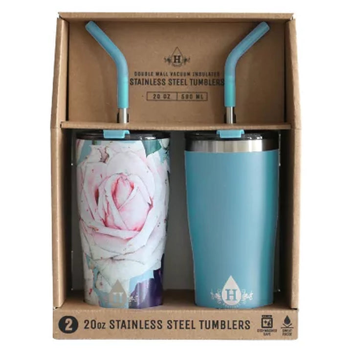 Heritage 20 Oz. Double Wall Stainless Steel Tumbler, Set of 2 (Assorted Colors)