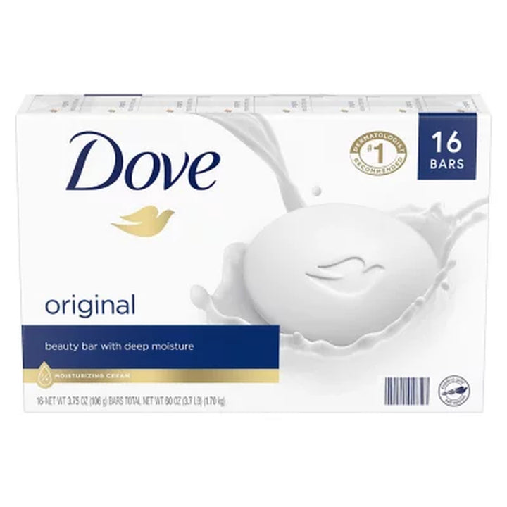 Dove Beauty Bar Soap, Original White, 3.75 Oz., 16 Ct.