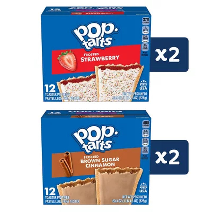 Pop-Tarts Frosted Variety Pack, Brown Sugar Cinnamon and Strawberry 48 Ct.