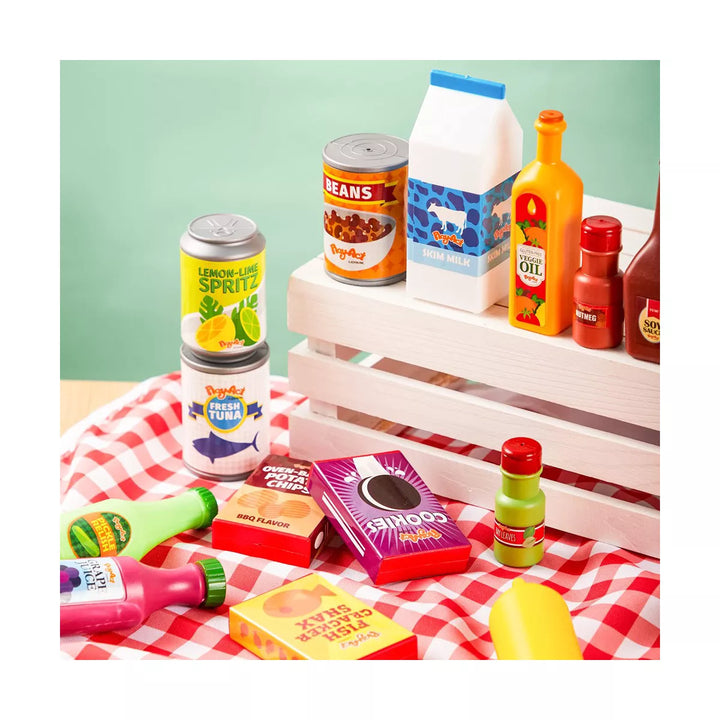 Syncfun 30Pcs Play Food Grocery Cans, Play Kitchen Accessories, Gifts & Indoor Toys for Kids Toddlers 2 3 4 5 6 Years Old