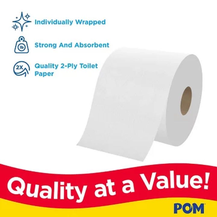 POM Bath Tissue, Septic Safe, 2-Ply, White 473 Sheets/Roll, 45 Rolls