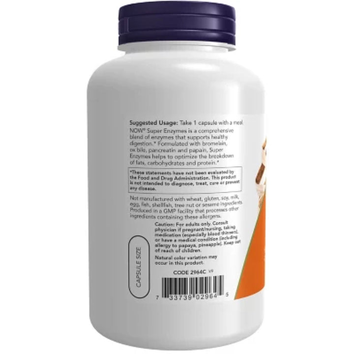NOW Supplements Super Enzymes Capsules for Healthy Digestion Support* 180 Ct.