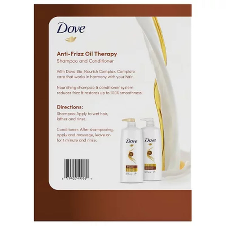 Dove Anti-Frizz Oil Therapy Shampoo & Conditioner, 40 Fl. Oz., 2 Pk.