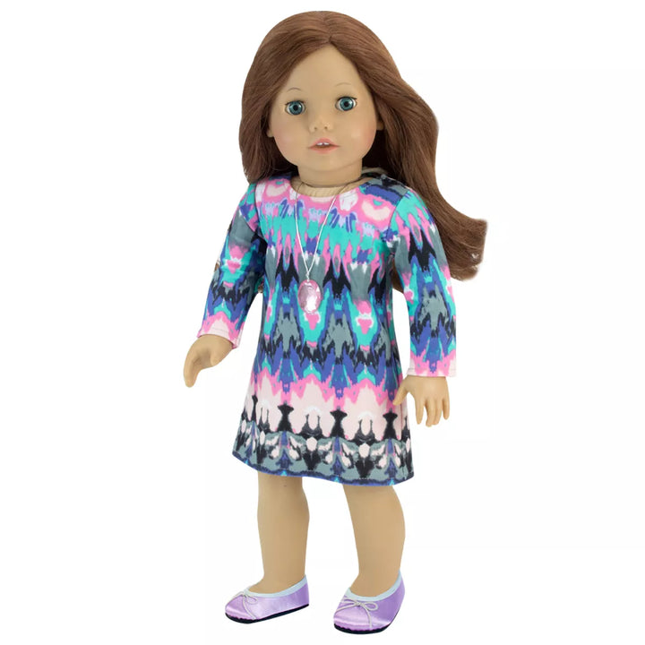 Sophia’S Watercolor Ikat Print Jersey Dress for 18” Dolls, Multi