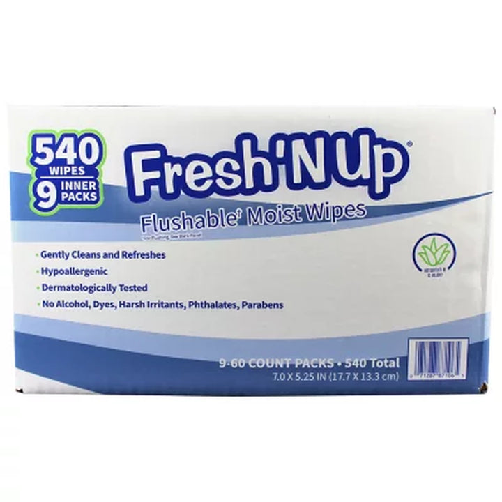 Fresh'N up Flushable Wet Wipes, Scented, 540 Ct.