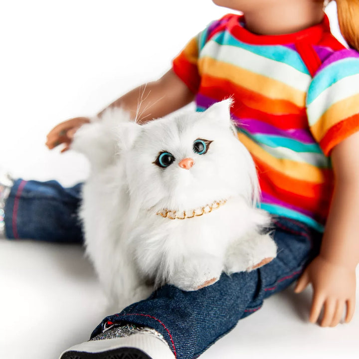 The Queen'S Treasures White Long Hair Kitty Cat Pet for 18 Inch Dolls