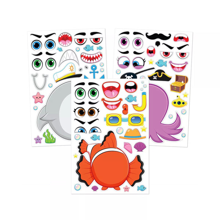 36 PCS Make-A-Face Sticker Sheets Make Your Own Animal Mix Match Sticker Sheets with Safaris, Sea and Fantasy Animals Kids Party Favor
