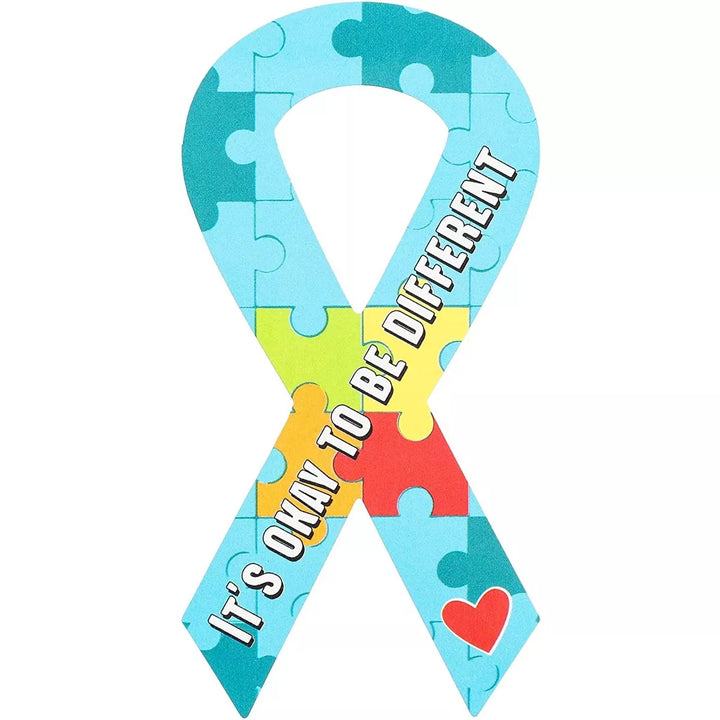 500-Count Autism Awareness Stickers, 1 Roll of Ribbon Shape Labels for Events, Cars & Friends