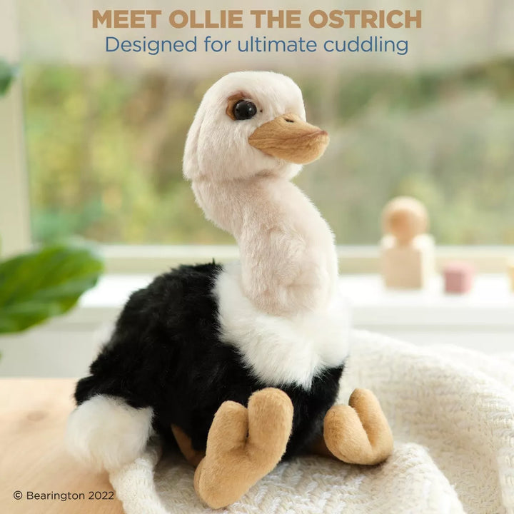 Bearington Ollie the Ostrich: Hand-Sewn 9" Tall Stuffed Ostrich with Ultra-Soft Feathers, Realistic Details