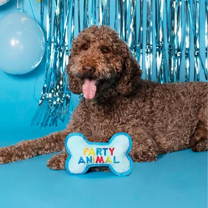 Party Animal Birthday Box Dog Toy Bundle, 5-Piece Set Blue