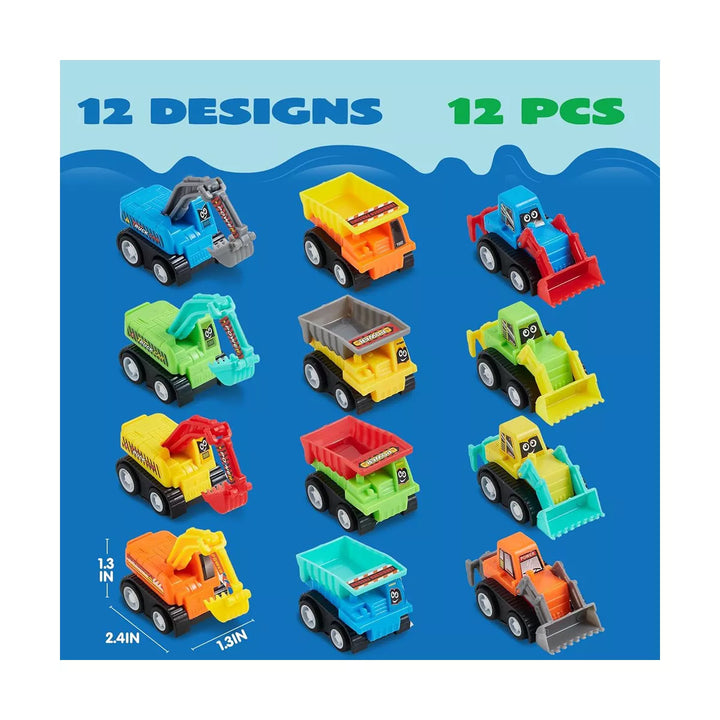 Syncfun 12-Piece Mini Construction Car Set, Plastic, Unisex, Non-Riding Toy Vehicle, Perfect for Imaginative Play and Parties