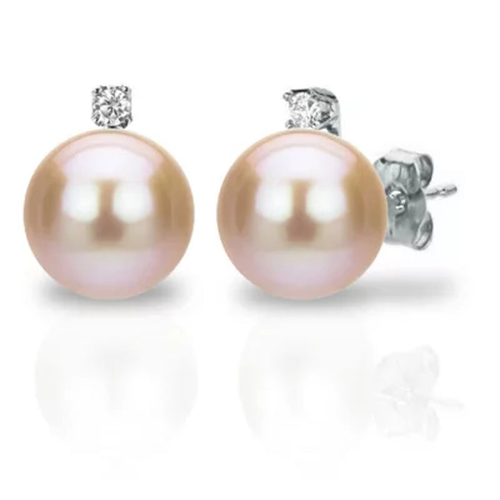 7-7.5MM Freshwater Pearl and Diamond Pendant and Earring Set