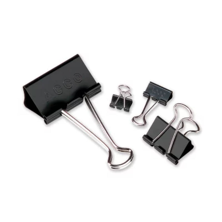 ACCO Binder Clips, Large, Black/Silver, 12 Count