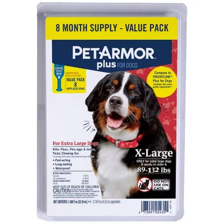 Petarmor plus Flea and Tick Prevention for Dogs, 8-Month Supply (Choose Your Size)