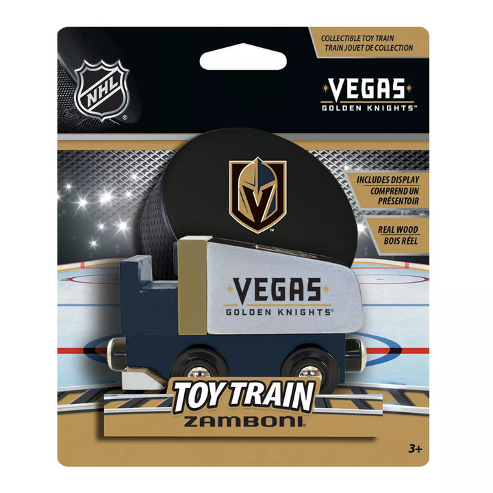 Masterpieces Officially Licensed NHL Las Vegas Golden Knights Wooden Toy Zamboni Train Engine for Kids.