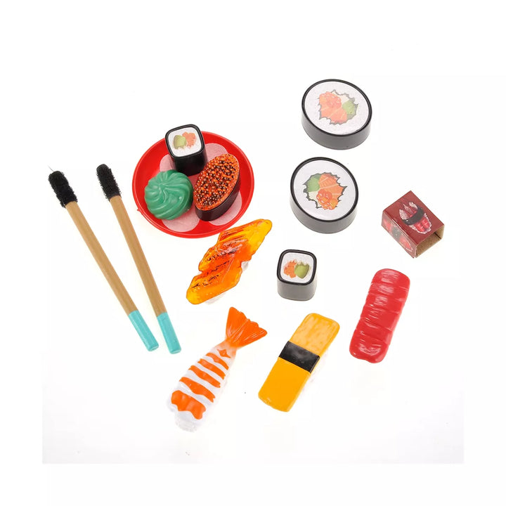 Ready! Set! Play! Link 21 Piece Japanese Sushi Dinner Bento Box, Pretend Play Cutting Food Set for Kids