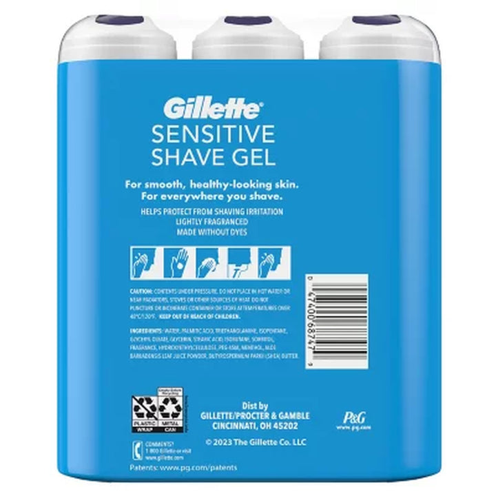 Gillette Sensitive Shave Gel with Aloe & Shea Butter, 7 Oz., 3 Pk.