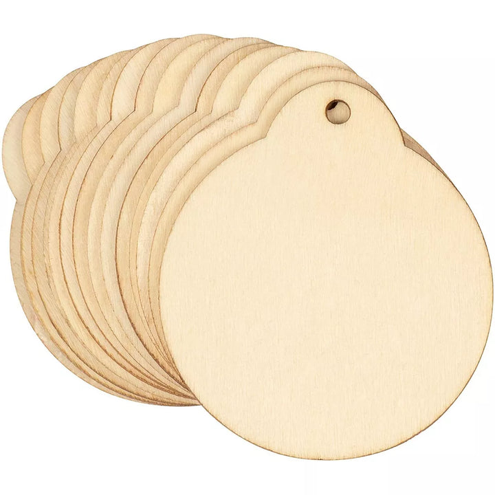 Juvale 48 Pack Wood Ornaments, Christmas Tree Pendants for Craft Supplies, Christmas Party Decorations