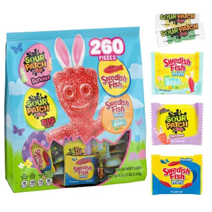 Sour Patch Kids & Swedish Fish Easter Gummy Candy, Variety Pack, 260 Pcs.