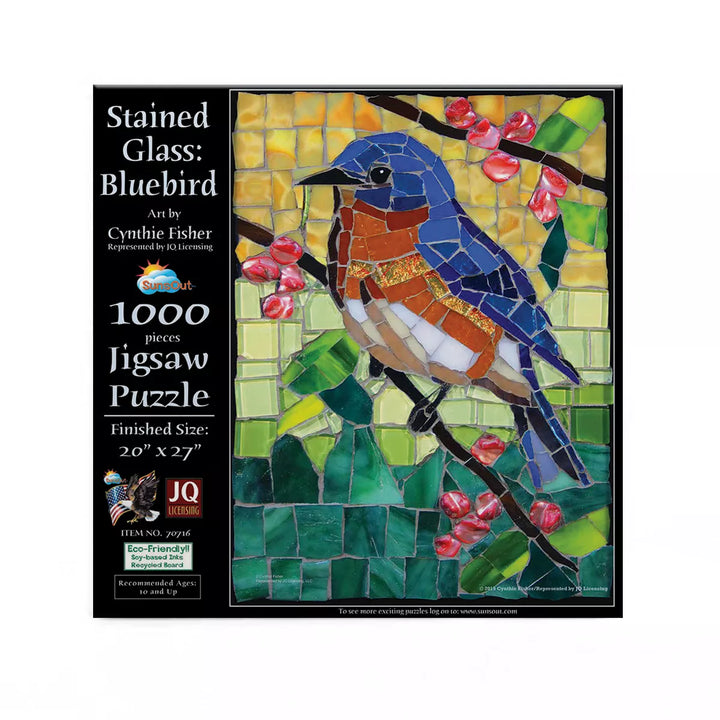 Sunsout Stained Glass Bluebird 1000 Pc Jigsaw Puzzle 70716