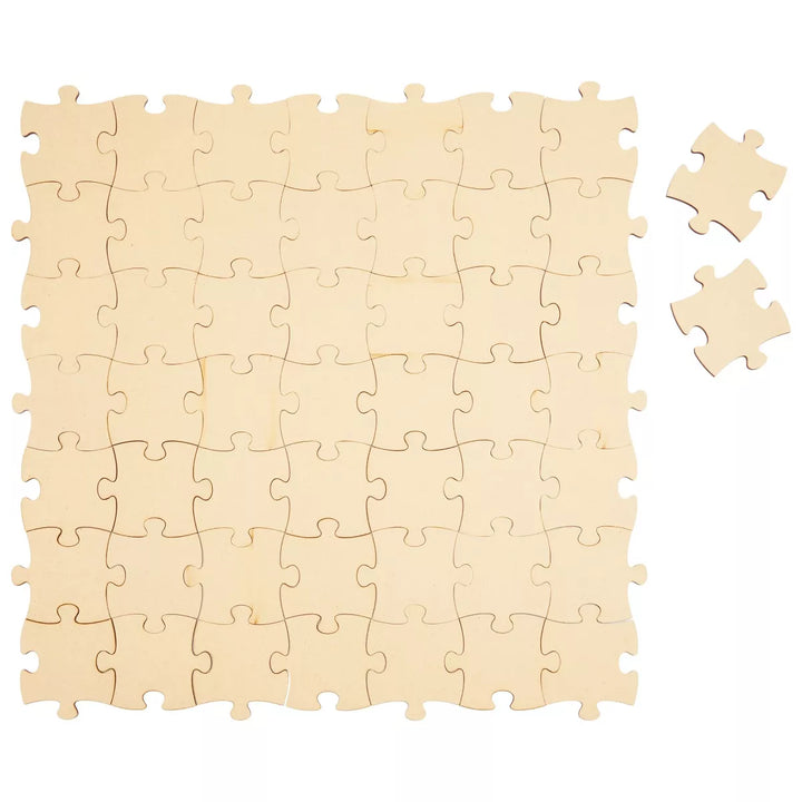 Bright Creations 50 Blank Wooden Puzzle Pieces for Crafts, DIY Art Projects, 3X3.5" Unfinished Freeform Jigsaw Wood Puzzle to Draw On