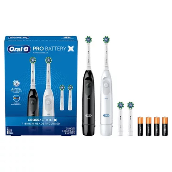 Oral-B Pro Advantage Battery-Powered Toothbrush, 2 Handles + 4 Brush Heads