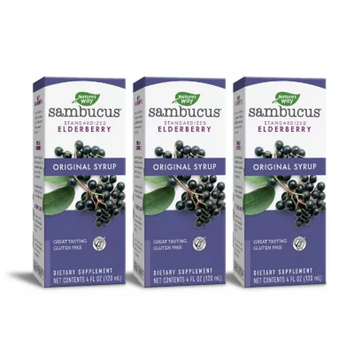 Sambucus Standardized Elderberry Original Syrup, Immune Support (4 Fl. Oz., 3 Pk.)