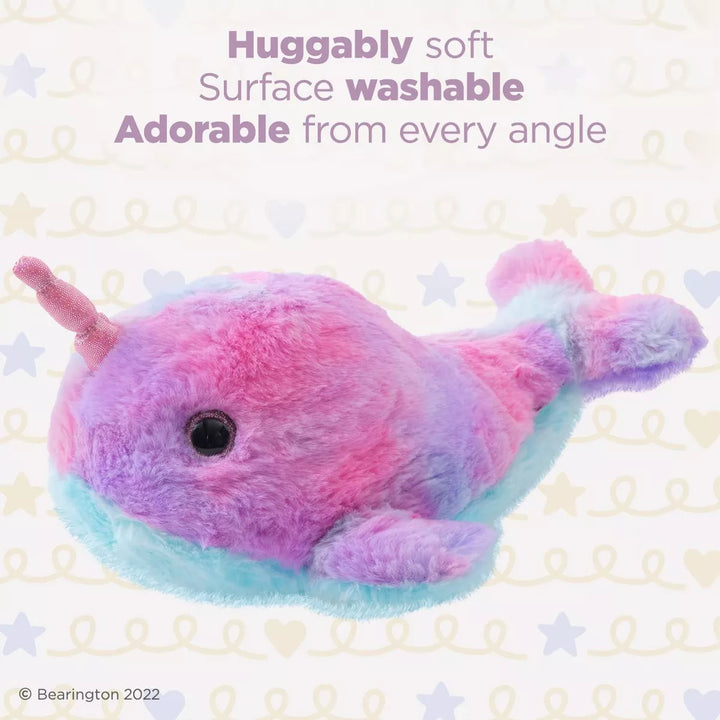 Bearington Rainbow Narwhal: 12" Groovy Plush Toy, Ultra-Soft with Purple, Blue, and Pink Rainbow Colors