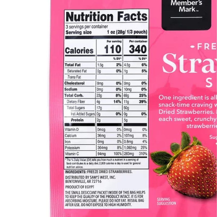 Member'S Mark Freeze Dried Strawberry Slices, 3 Oz.