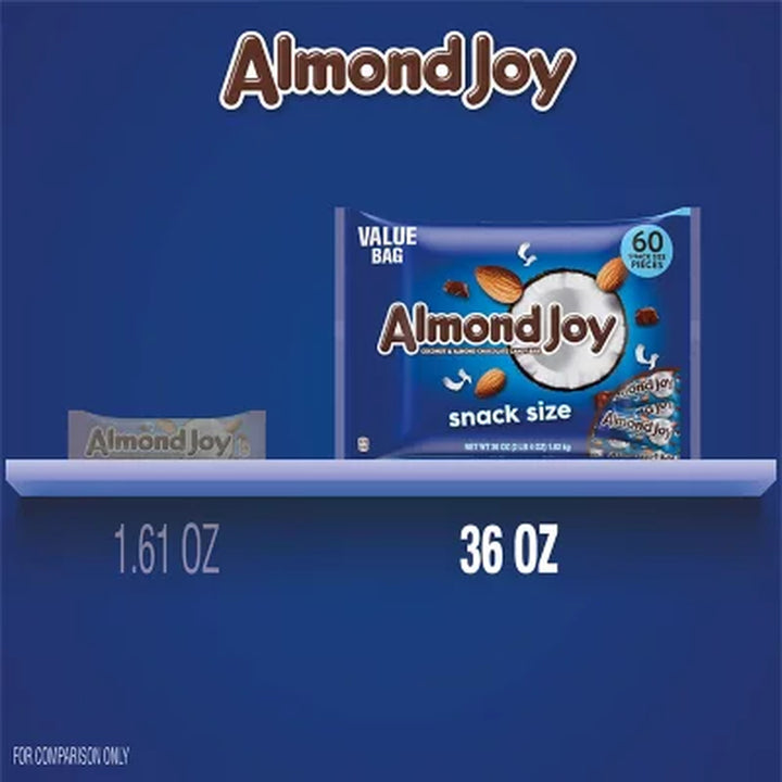 ALMOND JOY Coconut & Almond Chocolate Candy Bar, Snack Size, 60 Pcs.