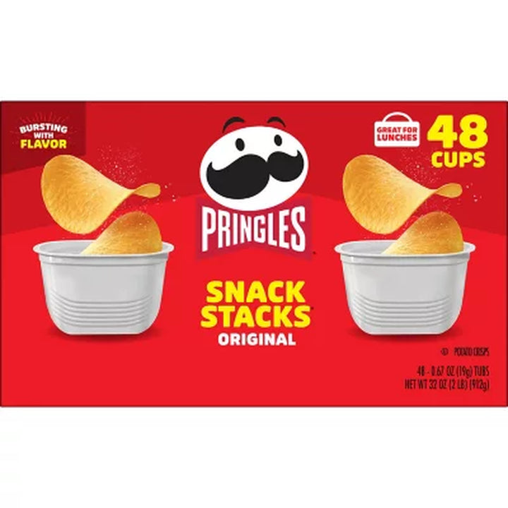 Pringles Snack Stacks Potato Crisps Chips, Original Flavor 0.67 Oz., 48 Ct.