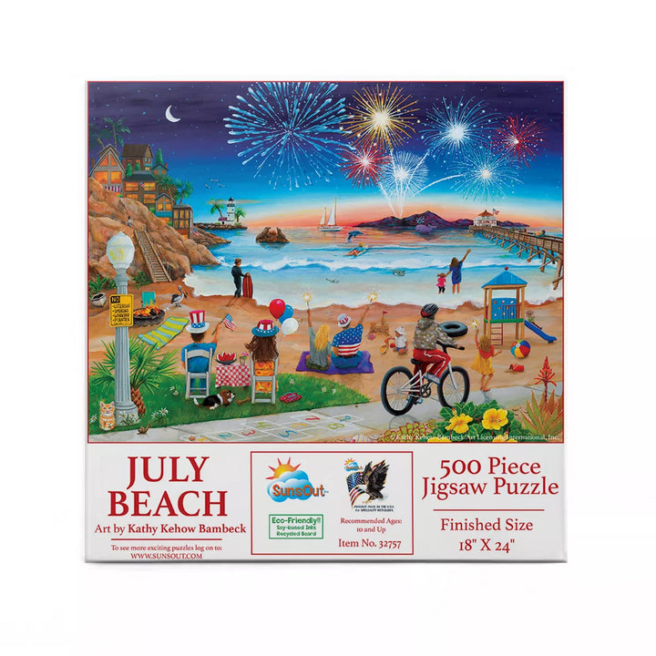 Sunsout July Beach 500 Pc Fourth of July Jigsaw Puzzle 32757