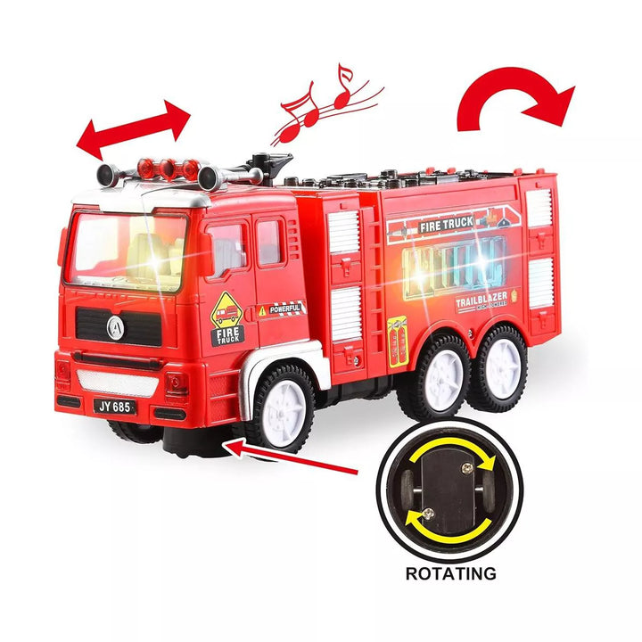 3-In-1 Toy Trucks, Automatic Bump & Go Fire Truck Toy, Garbage Truck, Play Excavator for Kids Boys and Girls