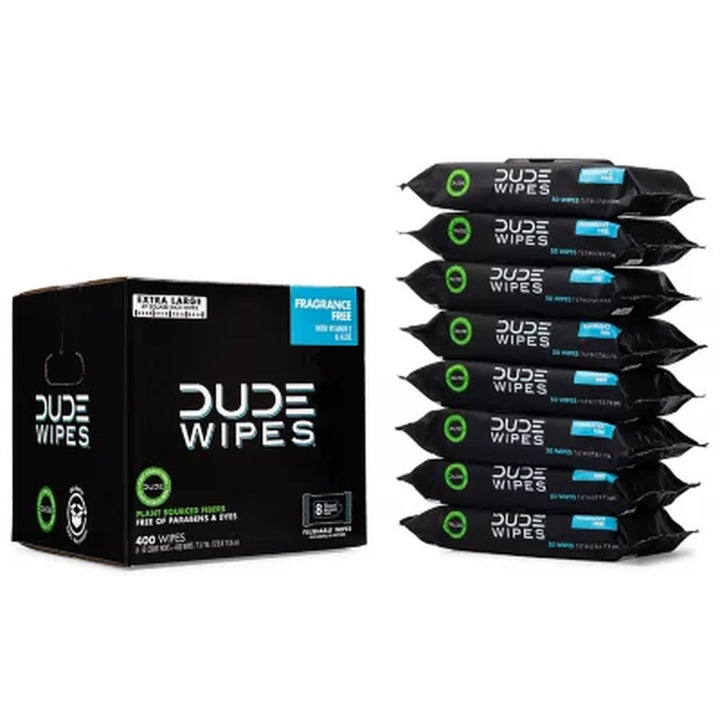 DUDE Wipes Extra Large Flushable Wet Wipes, Fragrance-Free, 400 Ct.
