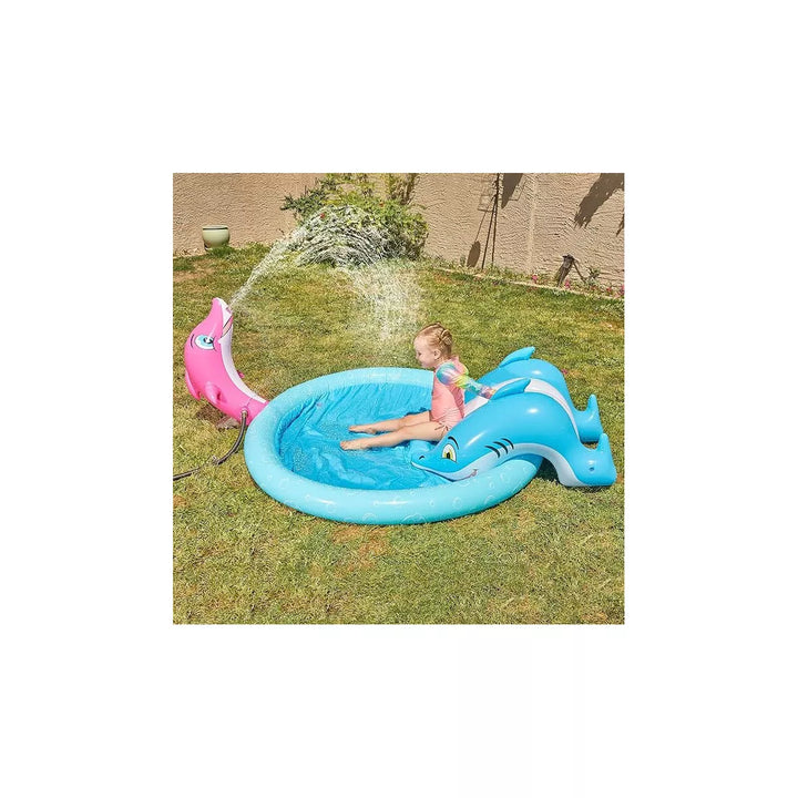 SYNCFUN 60” Inflatable Sprinkler Kiddie Pool with Slide, Sprinkler Pool Play Center Toy for Kids Toddlers  Merriment Activity