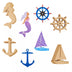 Genie Crafts 24 Pieces Unfinished Nautical Wood Cutouts for Crafts, Wooden Sailboat, Mermaid, Anchor, Ship Wheel for DIY Projects