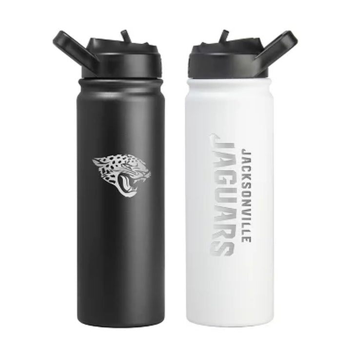 Logo Brands NFL 24Oz Stainless Steel Water Bottle, 2 Pack, Assorted Teams