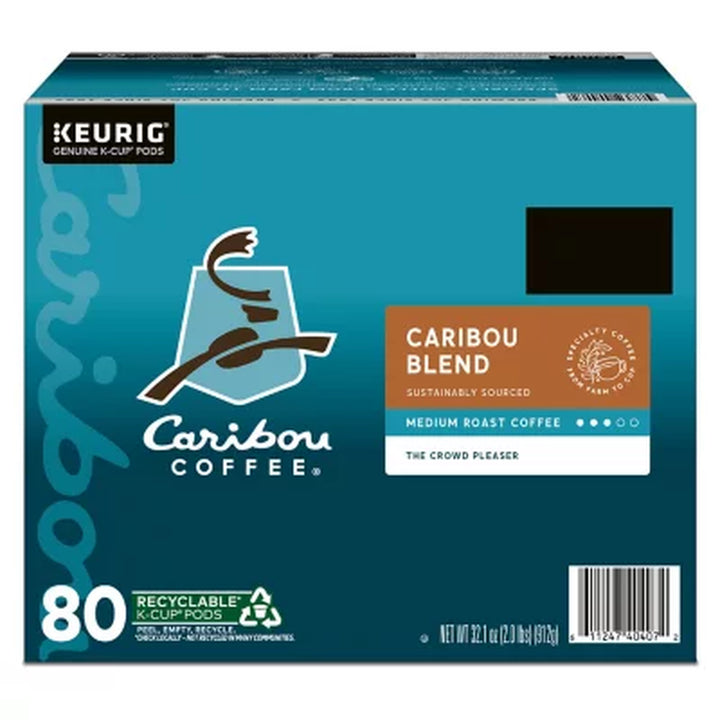 Caribou Coffee Medium Roast K-Cup Pod, Caribou Blend, 80 Ct.