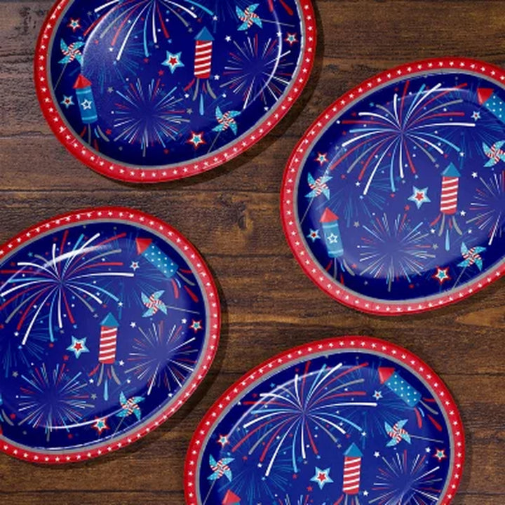 Member'S Mark 4Th of July Fireworks and Rockets Oval Plates, 10" X 12", 50 Ct.